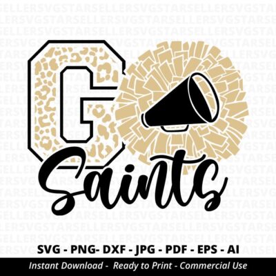 85 Saints Cheer SVG Leopard Saints svg Saints Mascot svg Cheer Little Mom Saints Pride Team Mascot School Team svg Saints Mom Cricut Silhouette