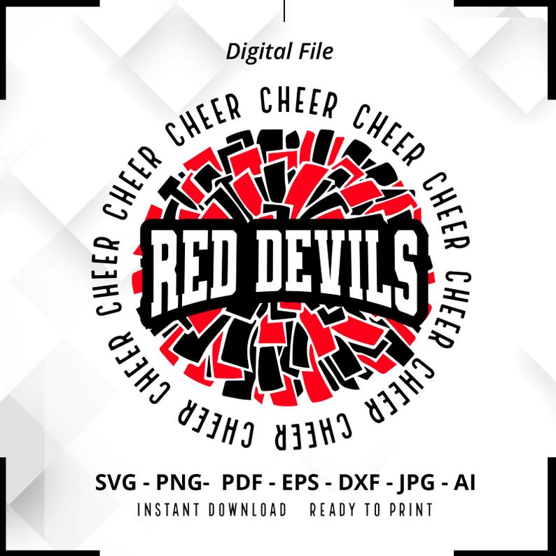 888 Red Devils Cheer SVG PNG Red Devils svg Red Devils Pom Pom svg Red Devils Cheerleader svg Red Devils Mascot svg Red Devils Pride Cricut