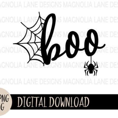 8989 BOO SVG Halloween Spider Web Spider Spooky Svg Jpg Png Cut File Sublimation