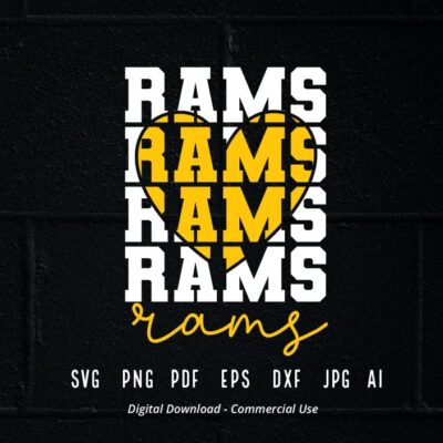 899 Stacked Rams SVG Rams Mascot svg Rams svg Rams School Team svg Rams Cheer svg School Spirit svg Rams Heart svg