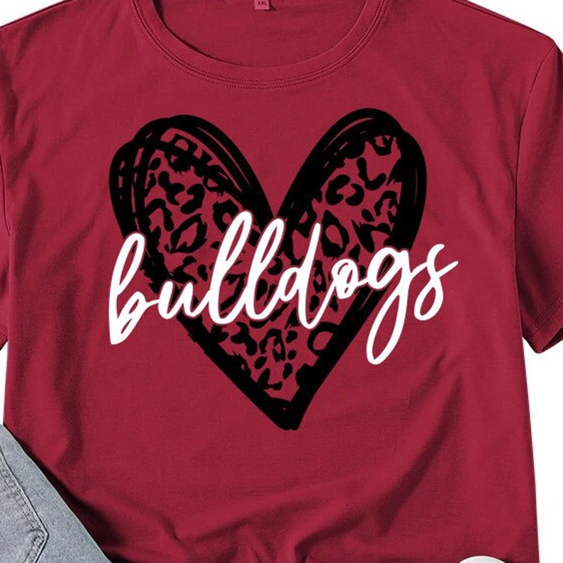 925 Bulldogs Heart SVG Leopard Heart Football Bulldogs Mascot svg Heart Designs Mascot svg Bulldogs Mom Bulldogs Cheer Bulldogs Shirt svg Cricut