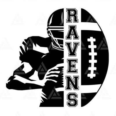 938 Ravens Svg Half Football Player Svg Football T shirt Football Cheer Mom Team Spirit Cut File Cricut Silhouette Png Pdf Vector