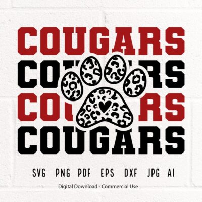 941 Stacked Cougars Paw SVG Cougars Mascot svg Cougars svg Cougars Paw svg Stacked Cougars svg Cougars School Team svg Cougars Cheer svg