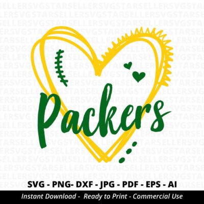 953 Packers Heart SVG Heart Designs Mascot svg Packers svg Love Packers svg Packers Mascot svg Packers Cheer svg Game day svg Cricut Silhouette