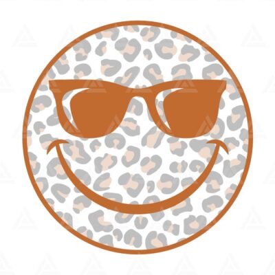 986 Leopard Happy Face Svg Sunglasses Svg Retro Cheetah Happy Face PNG Good Vibes Only Cut File Cricut Silhouette Png Pdf VectorLeo