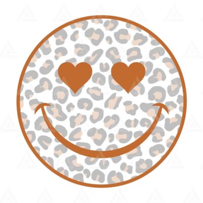 987 Leopard Happy Face Svg Heart Eyes Svg Retro Cheetah Happy Face PNG Good Vibes Only Cut File Cricut Silhouette Png Pdf VectorLeo