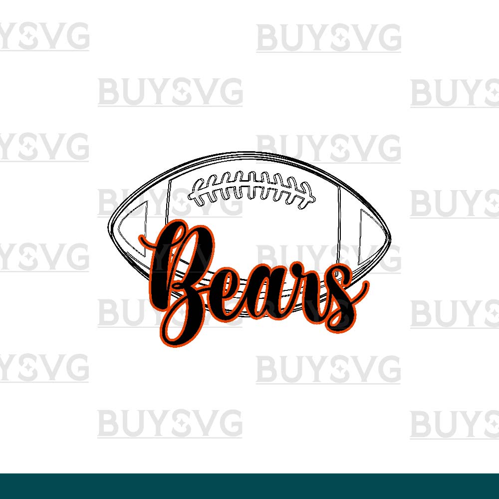 Bears SVG PNG Digital file Download football lower outlined