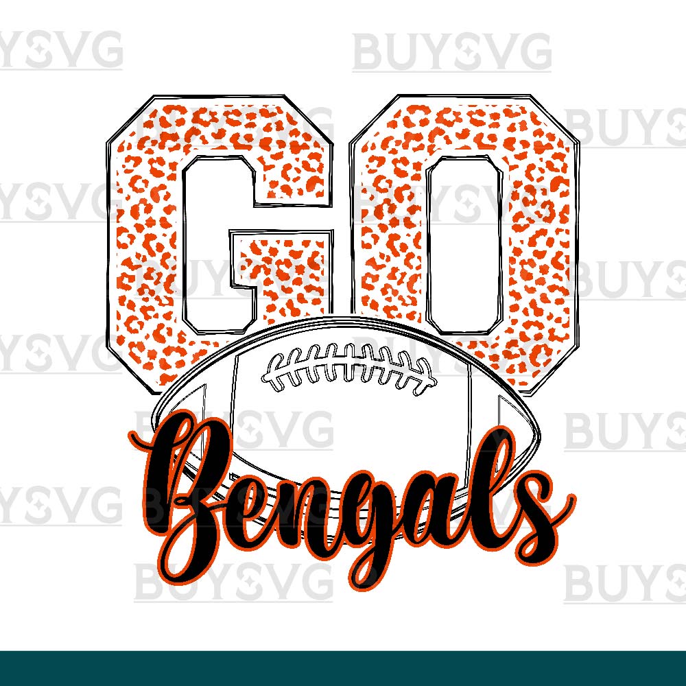 Bengals SVG PNG Digital file Download go football lower outlined