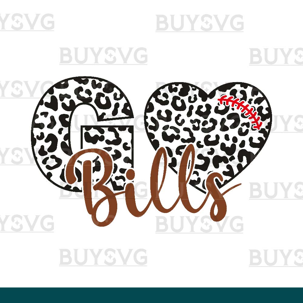 Bills SVG PNG Digital file Download LEOPARD GO HEART FOOTBALL