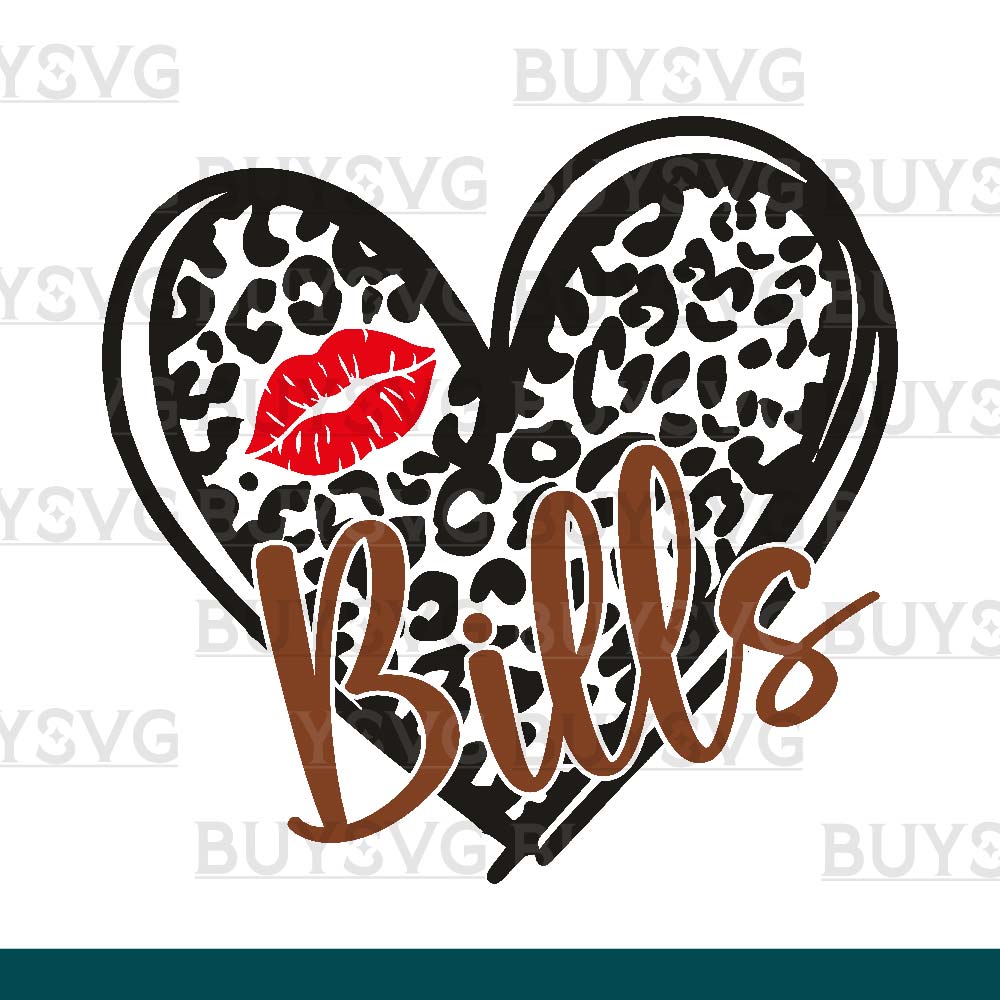 Bills SVG PNG Digital file Download LEOPARD HEART LIPS