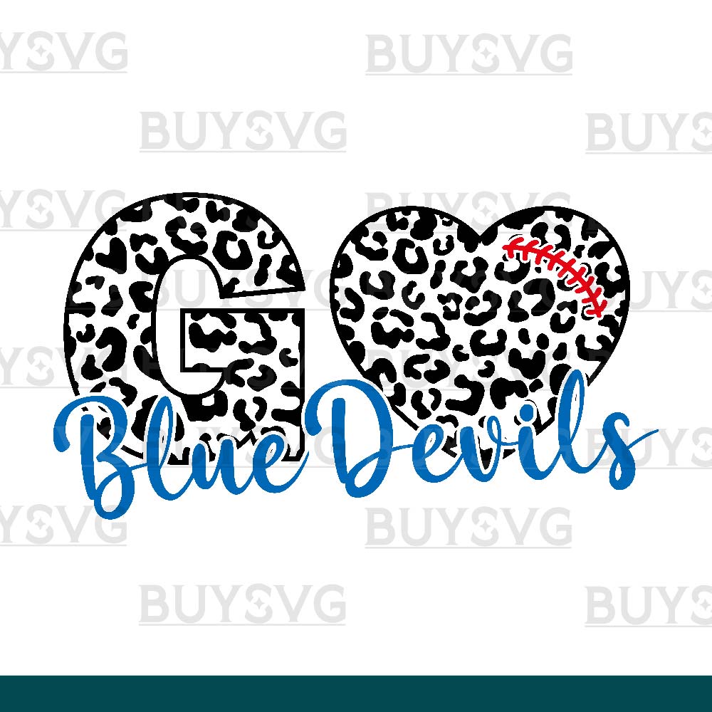 Blue devils SVG PNG Digital file Download LEOPARD GO HEART FOOTBALL