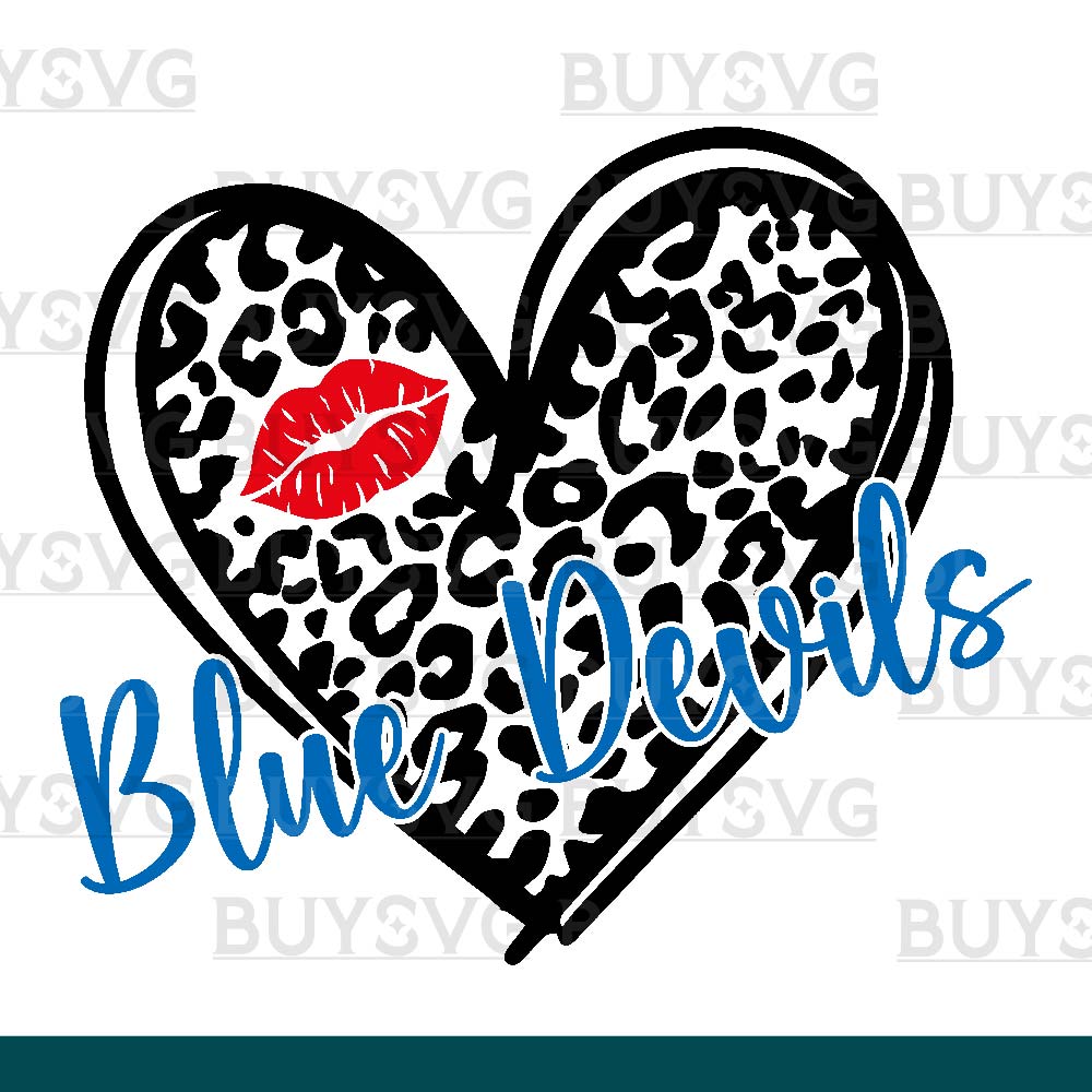 Blue devils SVG PNG Digital file Download LEOPARD HEART LIPS