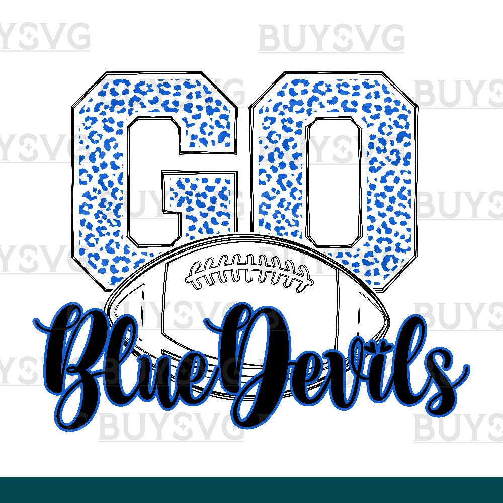 Blue devils SVG PNG Digital file Download go football lower outlined