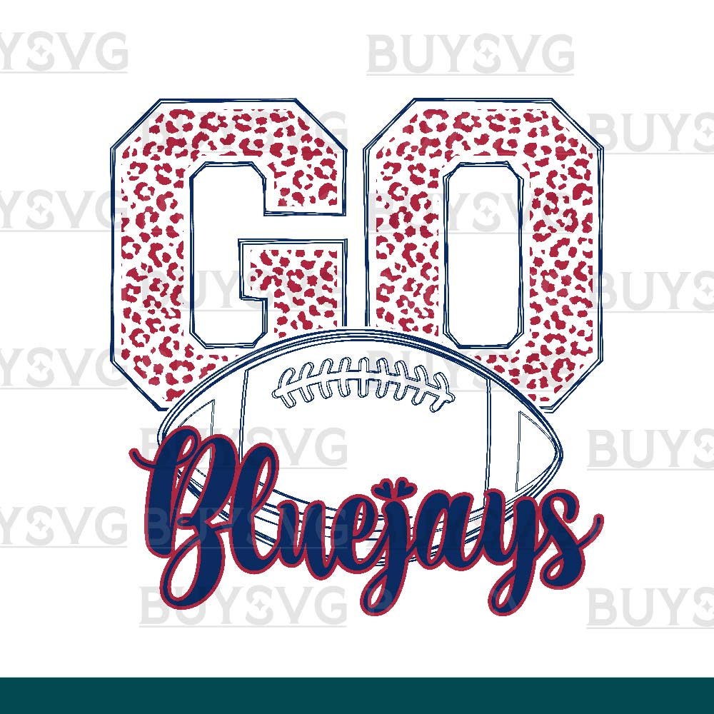 Bluejays SVG PNG Digital file Download go football lower outlined