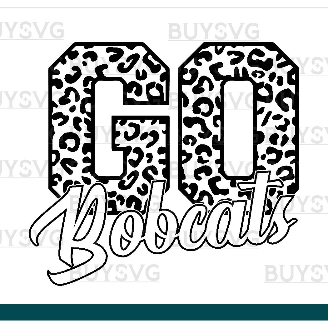 Bobcats SVG PNG Digital file Download Black Go Leopard