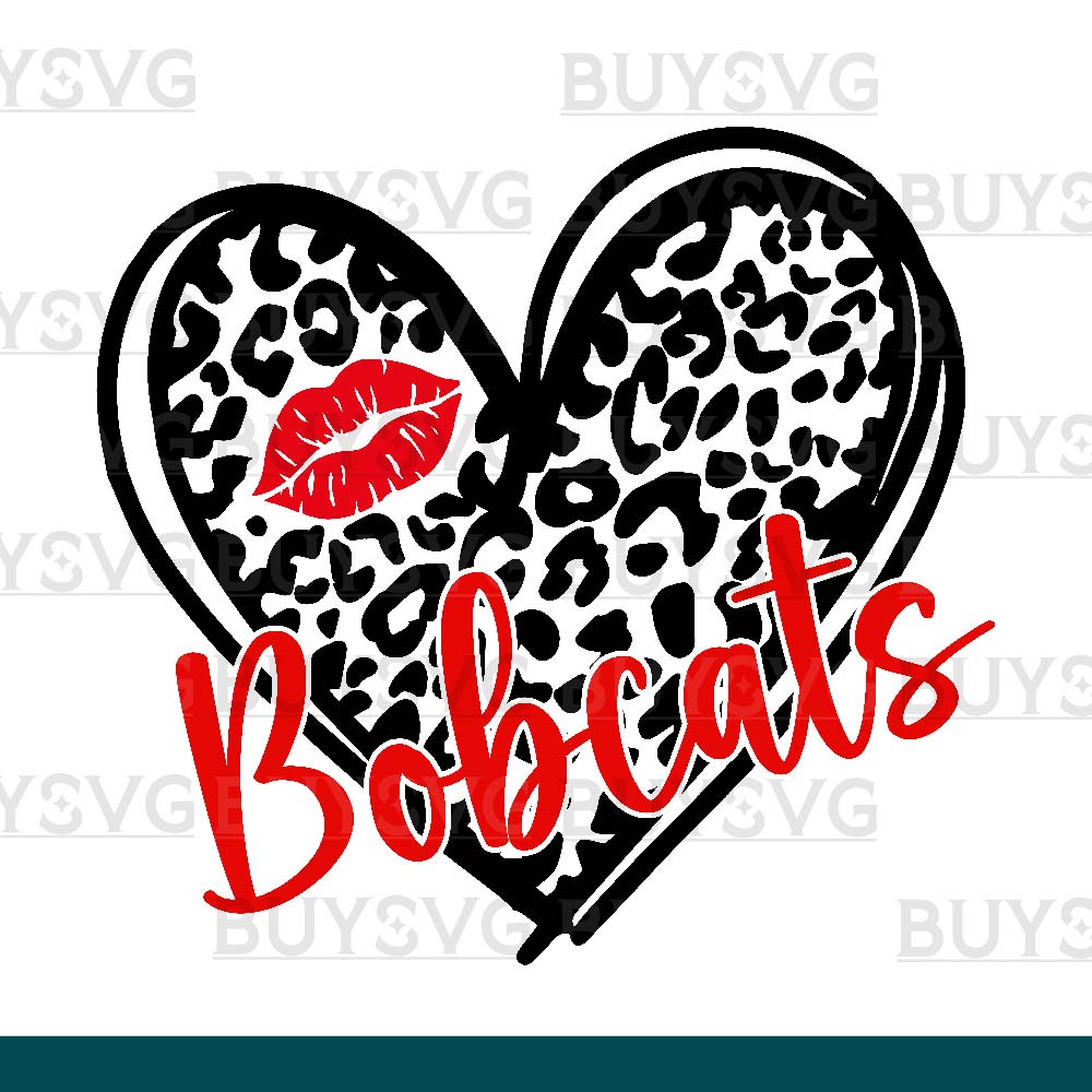 Bobcats SVG PNG Digital file Download LEOPARD HEART LIPS