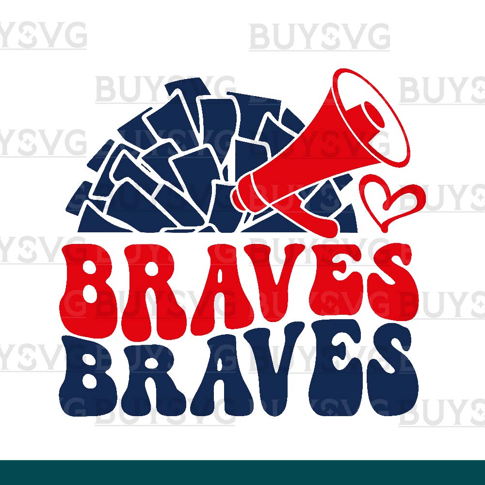 Braves SVG PNG Digital file Download POMPOM CHEER