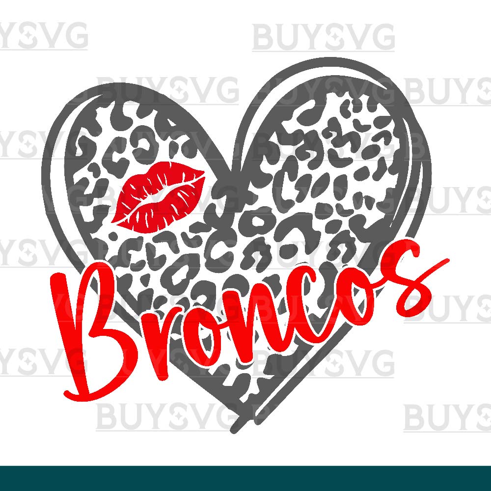 Broncos SVG PNG Digital file Download LEOPARD HEART LIPS