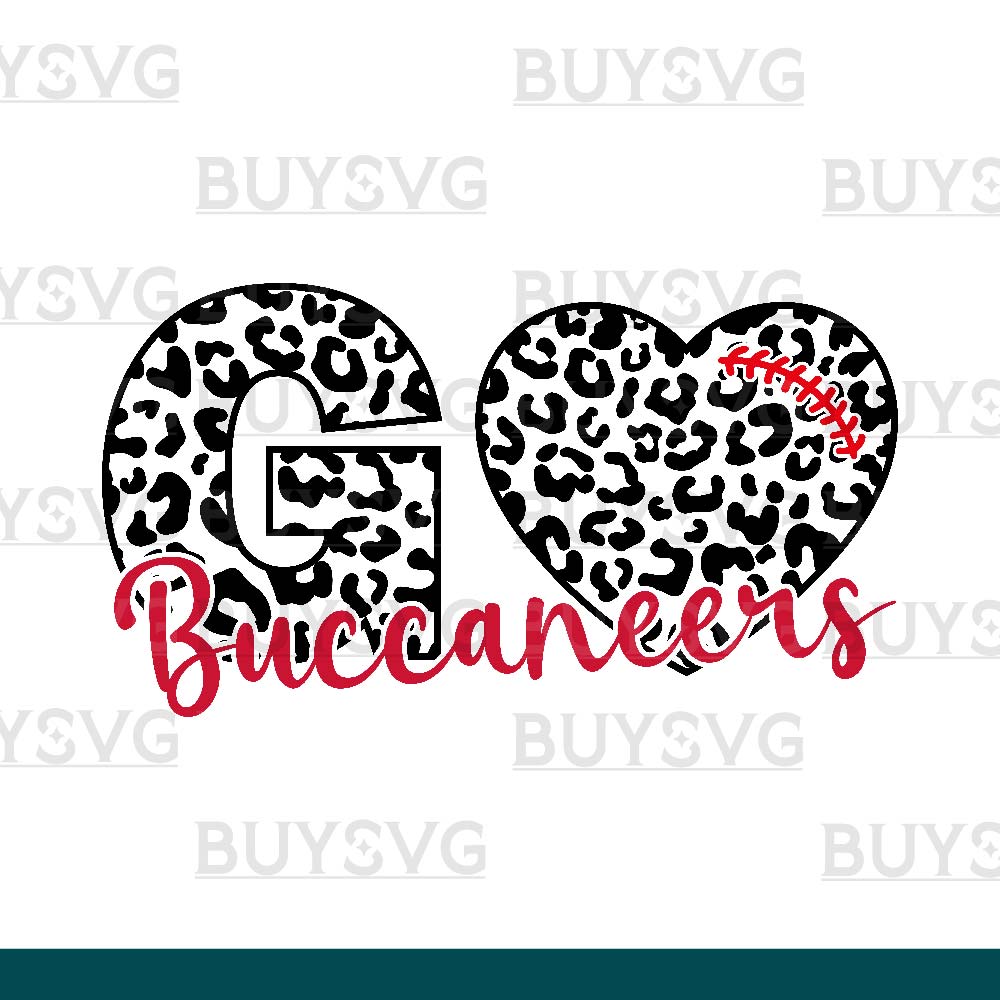 Buccaneers SVG PNG Digital file Download LEOPARD GO HEART FOOTBALL