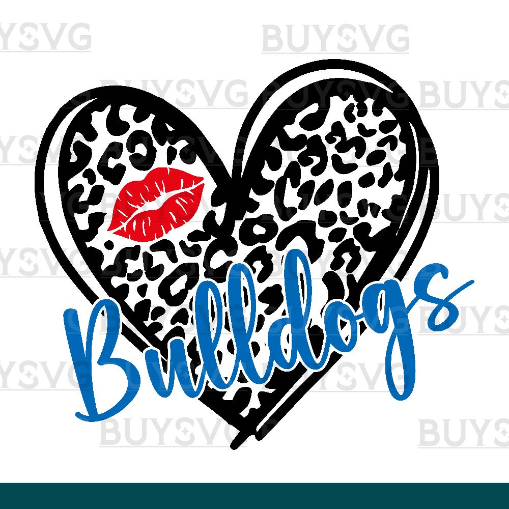 Bulldogs SVG PNG Digital file Download LEOPARD HEART LIPS