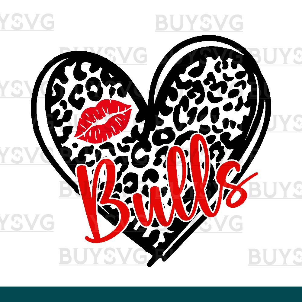 Bulls SVG PNG Digital file Download LEOPARD HEART LIPS