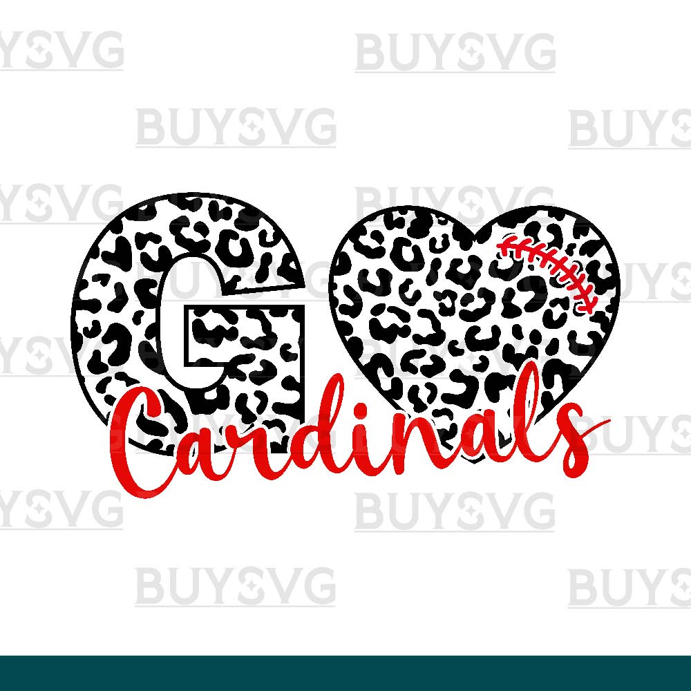 Cardinals SVG PNG Digital file Download LEOPARD GO HEART FOOTBALL