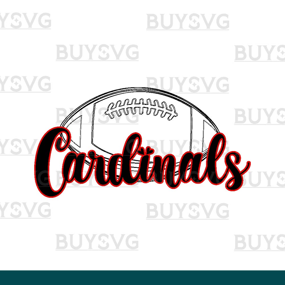 Cardinals SVG PNG Digital file Download football lower outlined