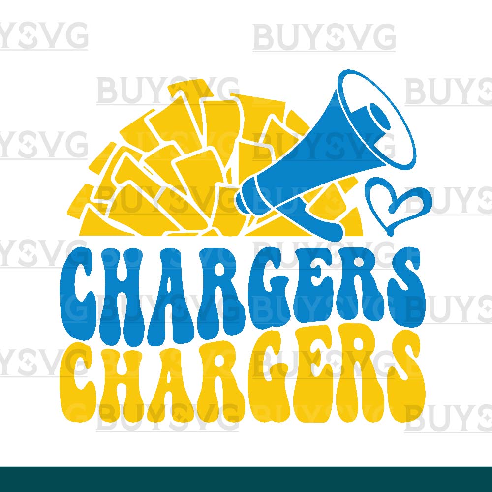 Chargers SVG PNG Digital file Download POMPOM CHEER