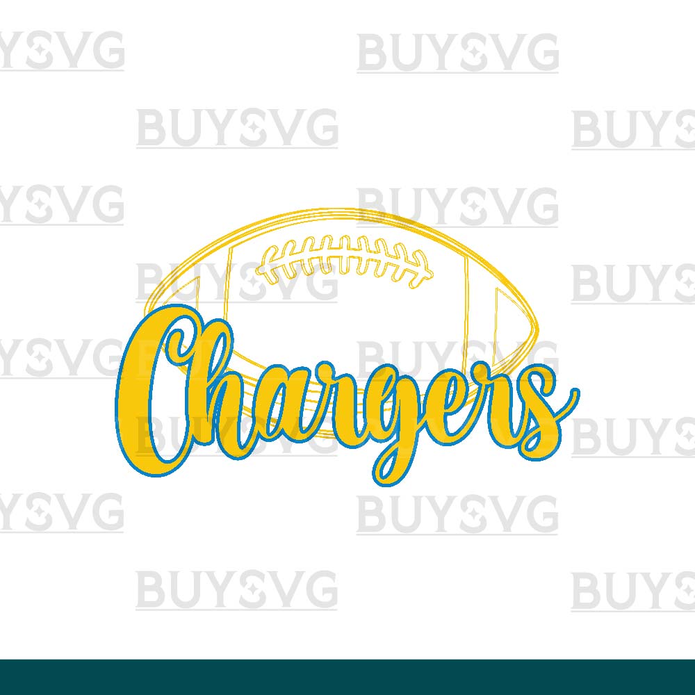 Chargers SVG PNG Digital file Download football lower outlined