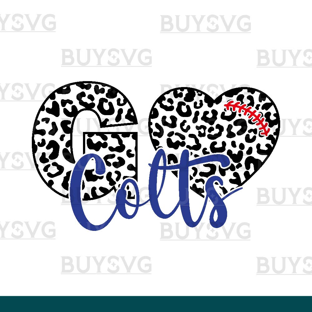 Colts SVG PNG Digital file Download LEOPARD GO HEART FOOTBALL