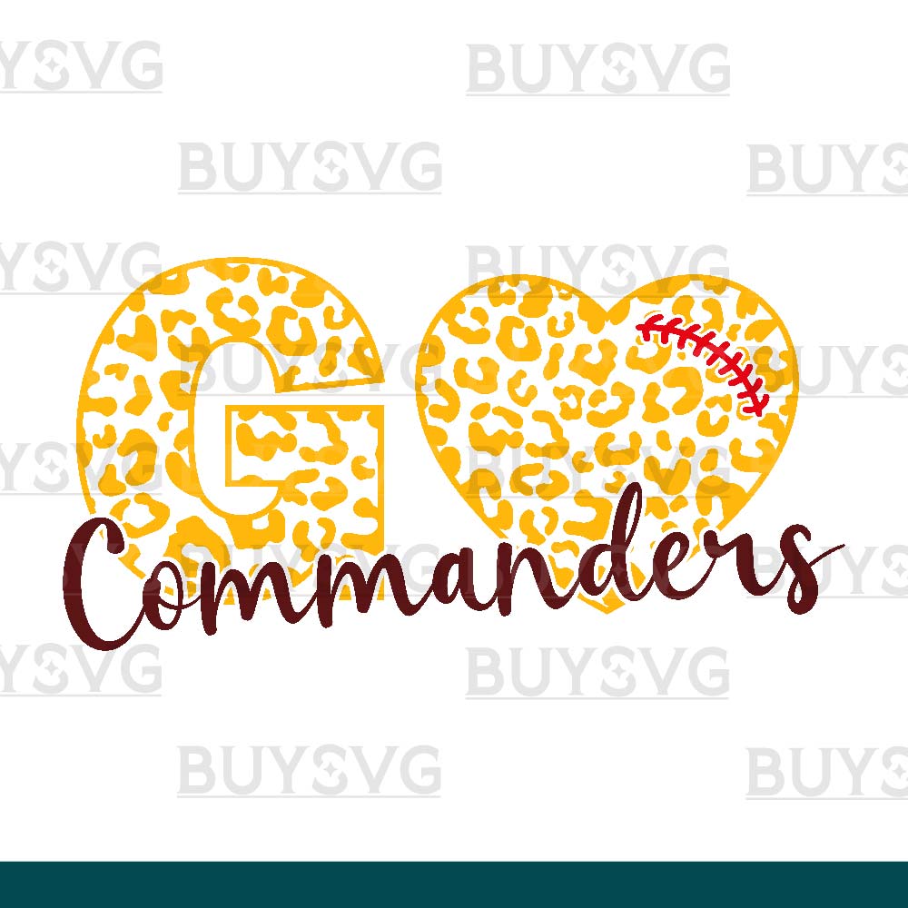 Commanders SVG PNG Digital file Download LEOPARD GO HEART FOOTBALL