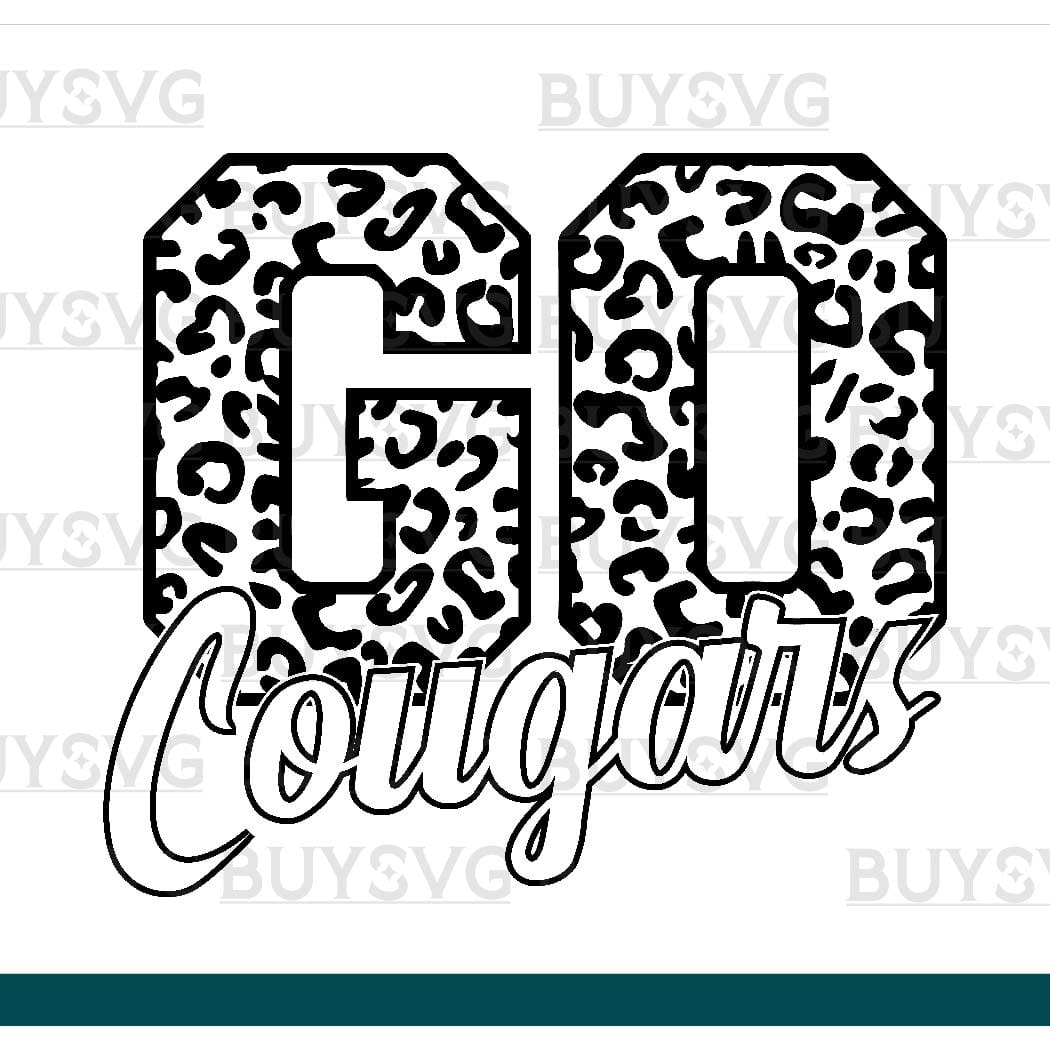 Cougars SVG PNG Digital file Download Black Go Leopard