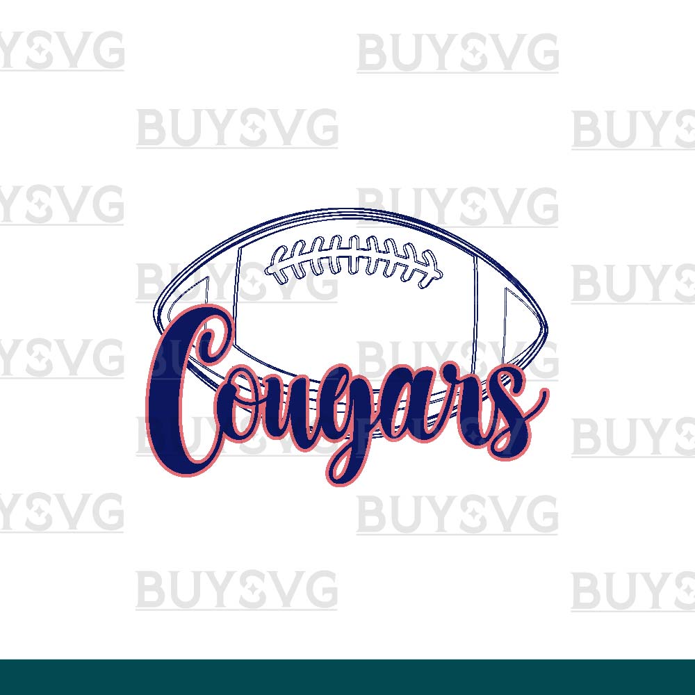 Cougars SVG PNG Digital file Download football lower outlined