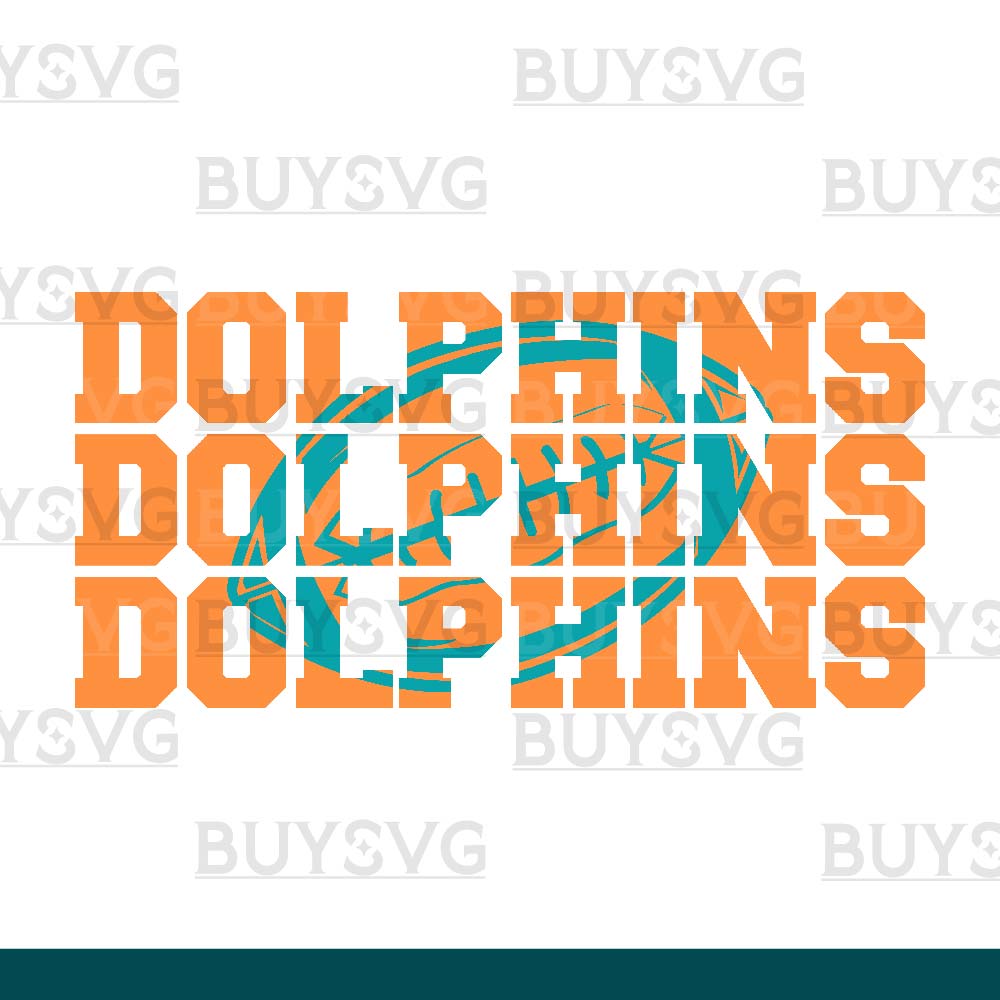 Dolphins SVG PNG Digital file Download Stack 3 Football 1