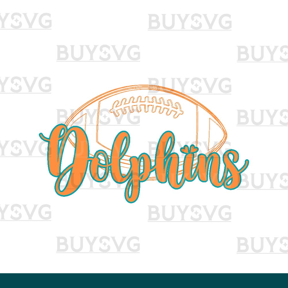 Dolphins SVG PNG Digital file Download football lower outlined