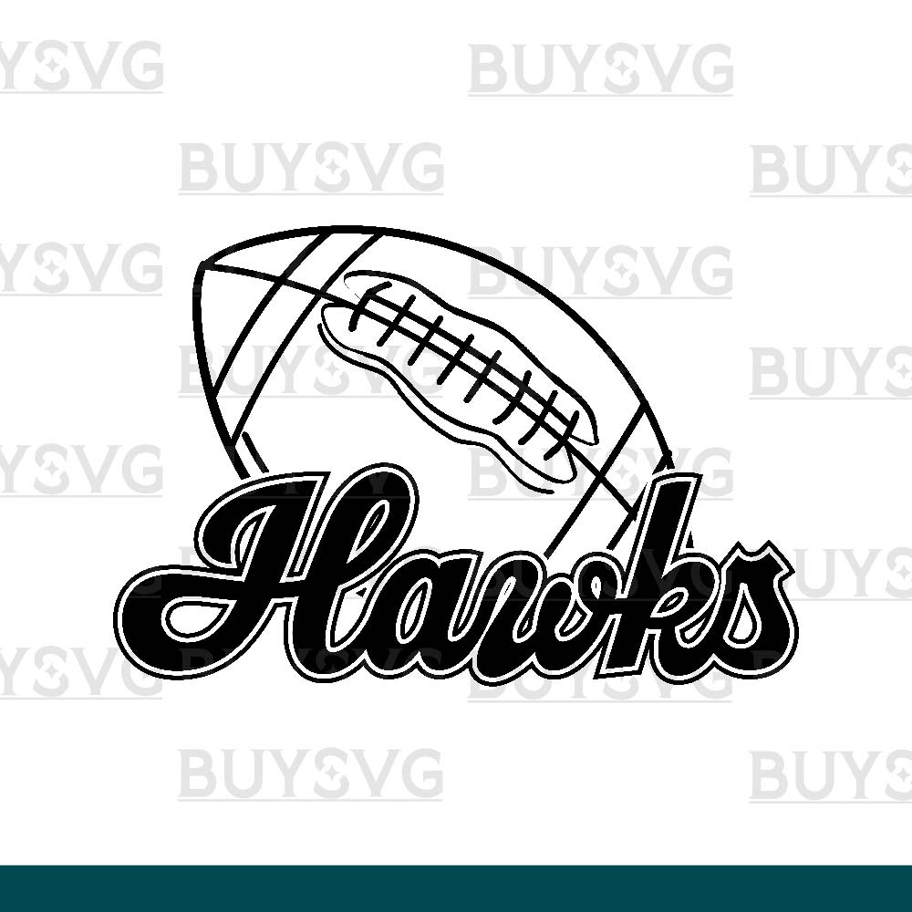 Hawks SVG PNG Digital file Download FOOTBALL LINNED