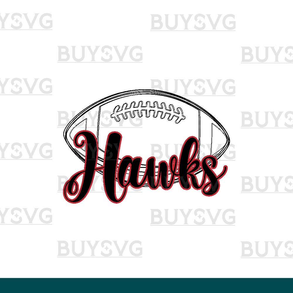 Hawks SVG PNG Digital file Download football lower outlined