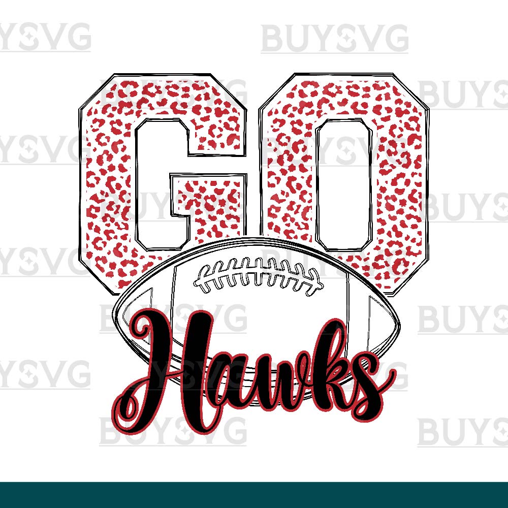 Hawks SVG PNG Digital file Download go football lower outlined