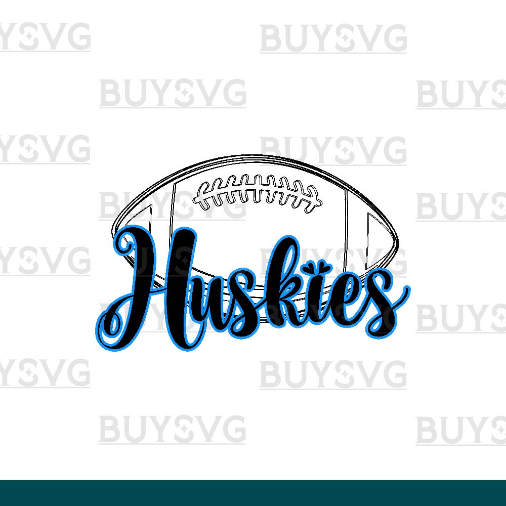 Huskies SVG PNG Digital file Download football lower outlined