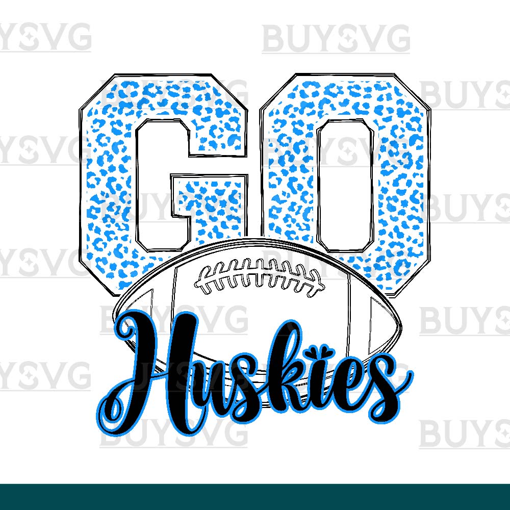 Huskies SVG PNG Digital file Download go football lower outlined