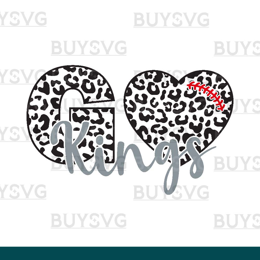 Kings SVG PNG Digital file Download LEOPARD GO HEART FOOTBALL