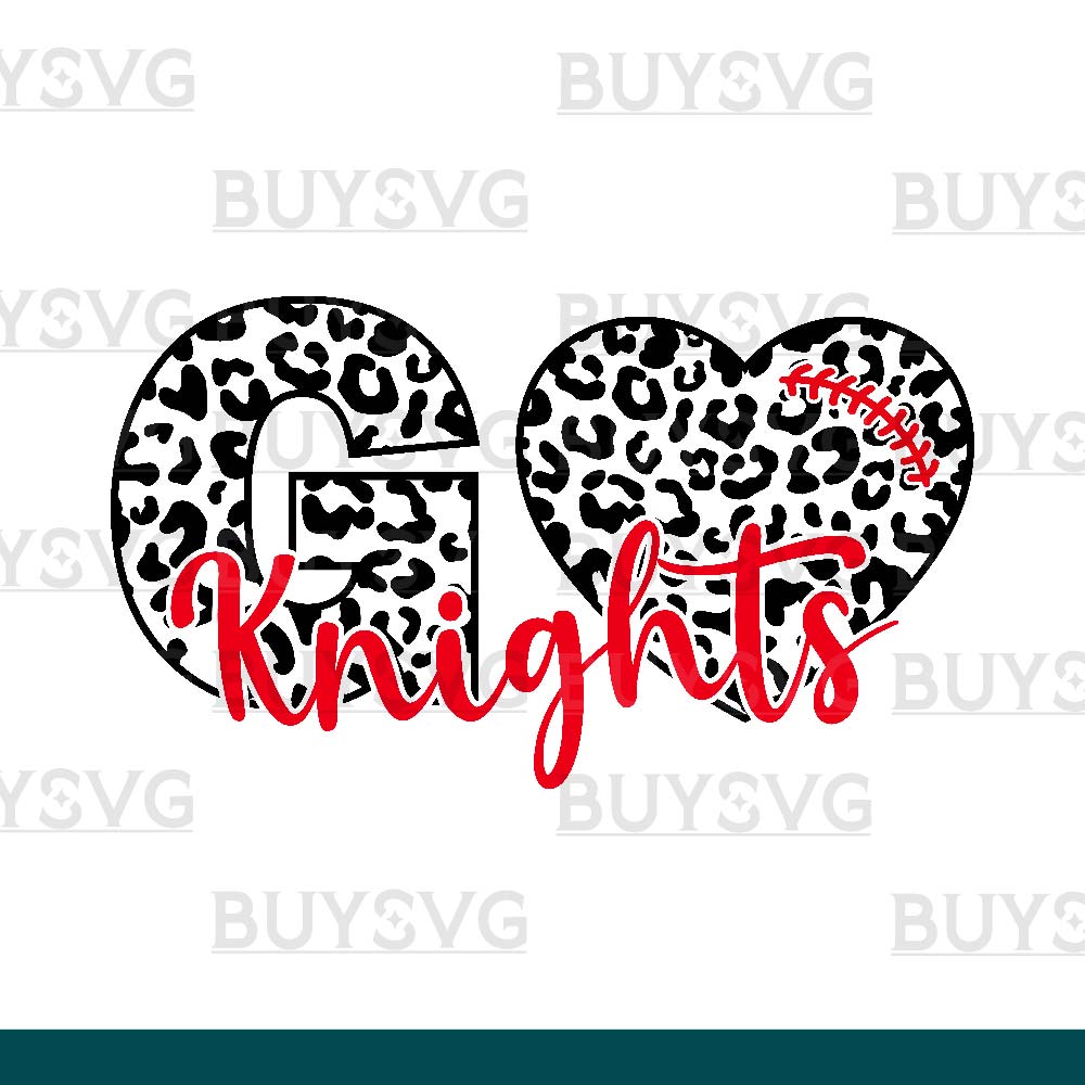 Knights SVG PNG Digital file Download LEOPARD GO HEART FOOTBALL