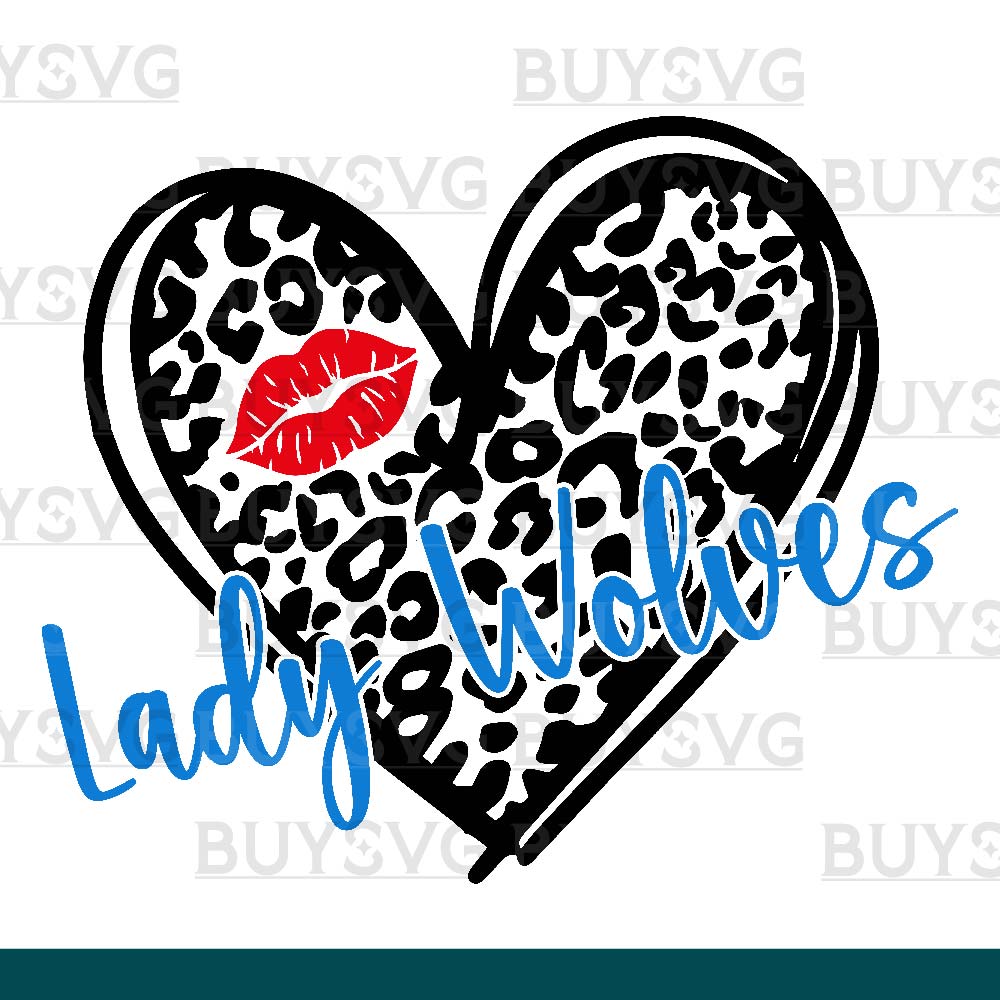 Lady wolves SVG PNG Digital file Download LEOPARD HEART LIPS