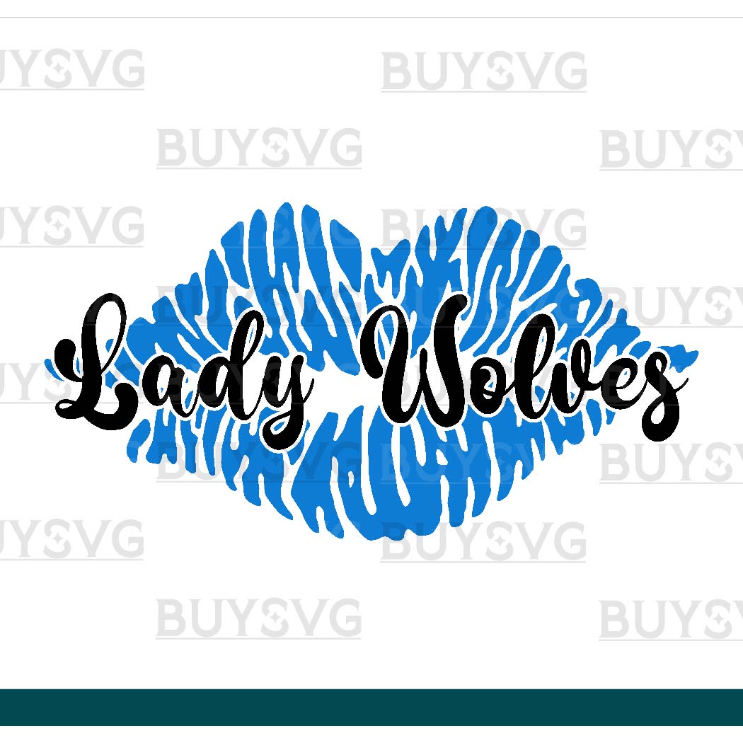 Lady wolves SVG PNG Digital file Download LIPS 1