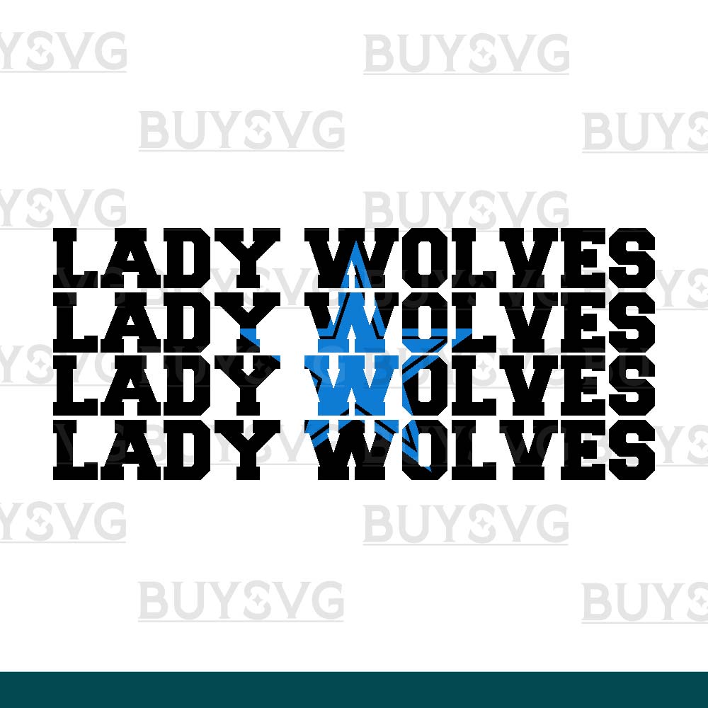 Lady wolves SVG PNG Digital file Download Star 4 1