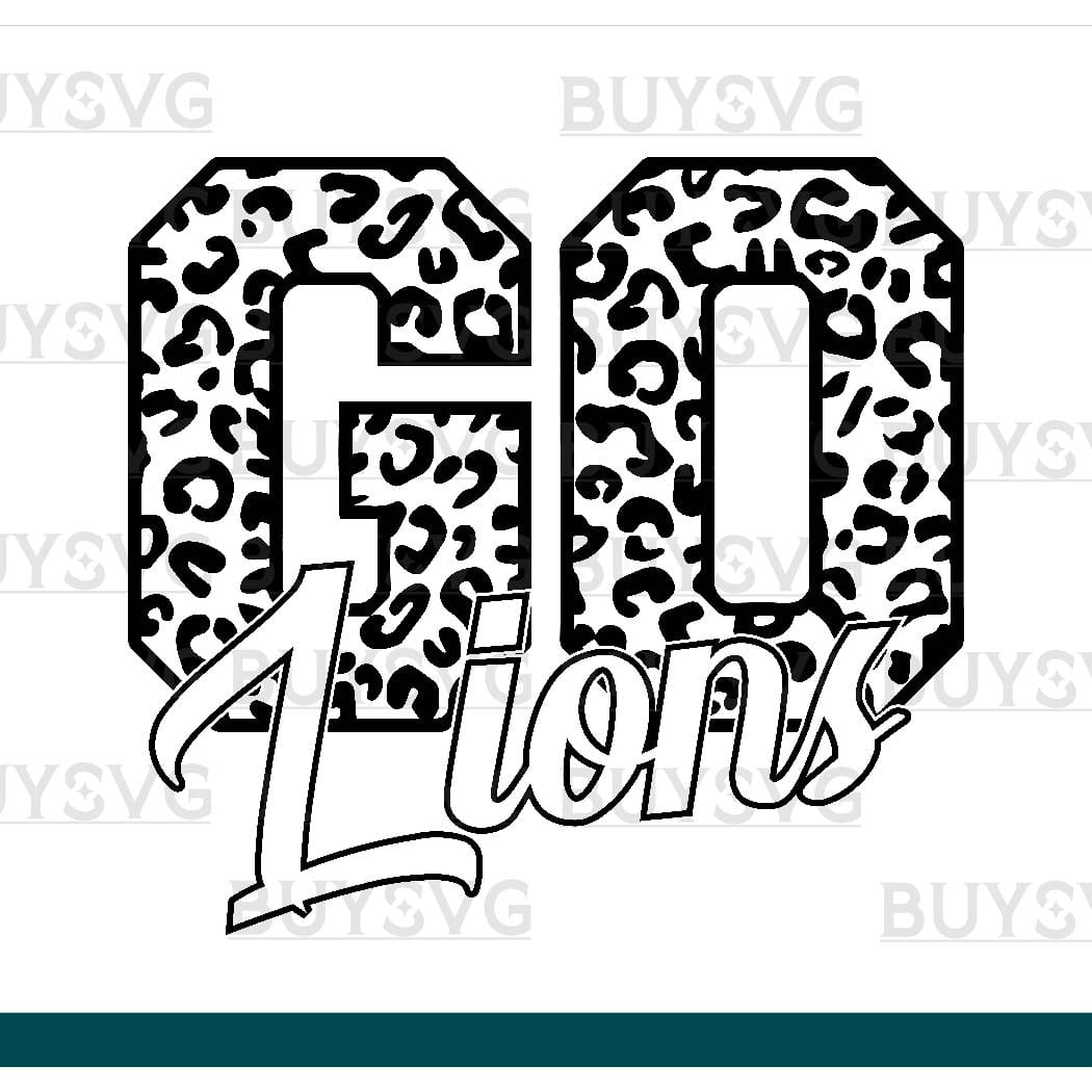 Lions SVG PNG Digital file Download Black Go Leopard