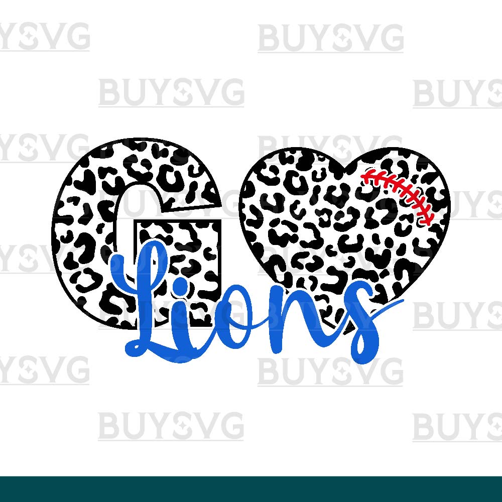 Lions SVG PNG Digital file Download LEOPARD GO HEART FOOTBALL