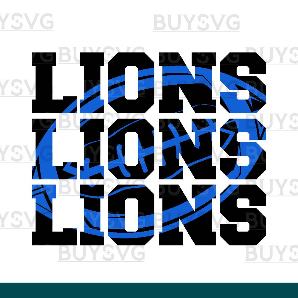 Lions SVG PNG Digital file Download Stack 3 Football 1