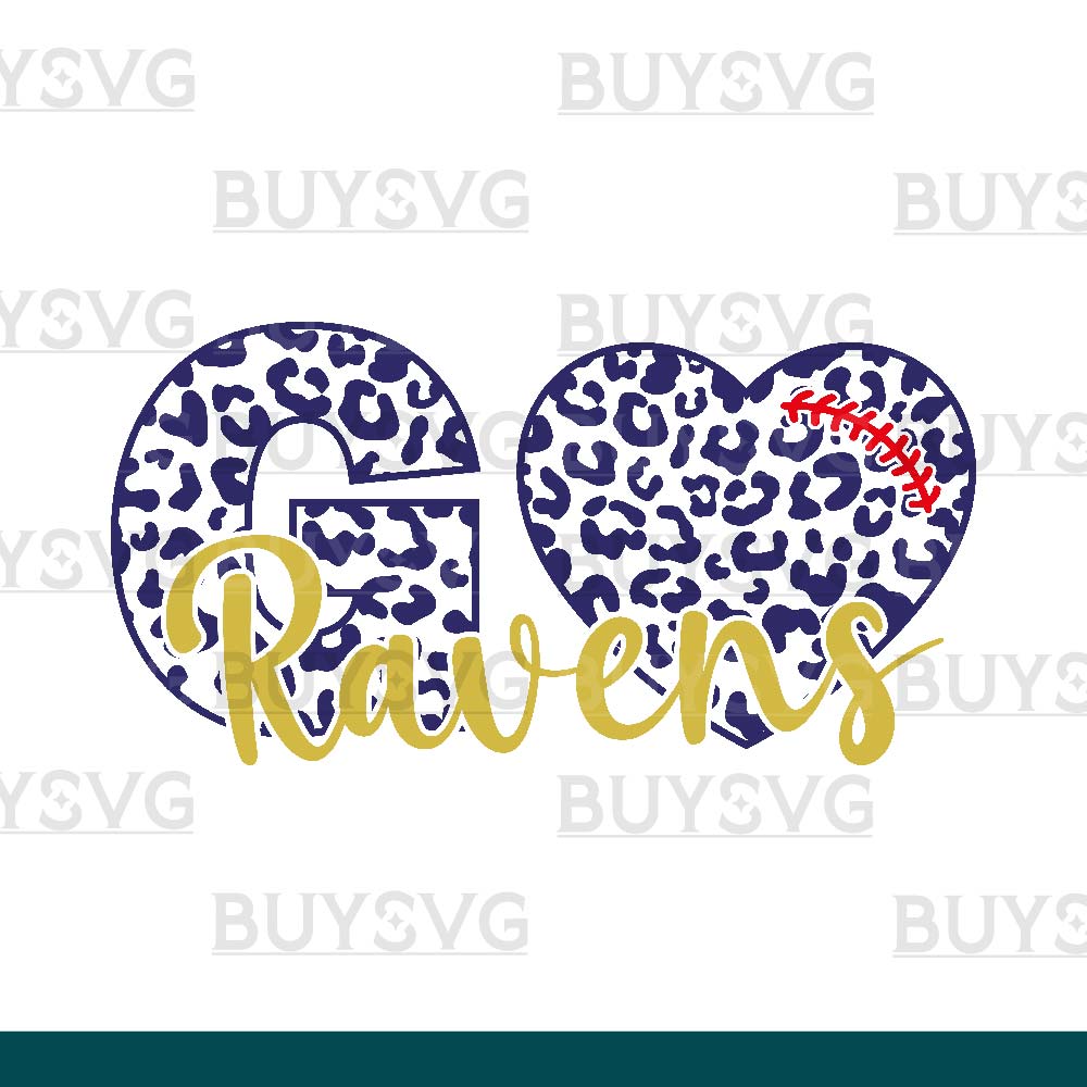 Ravens SVG PNG Digital file Download LEOPARD GO HEART FOOTBALL