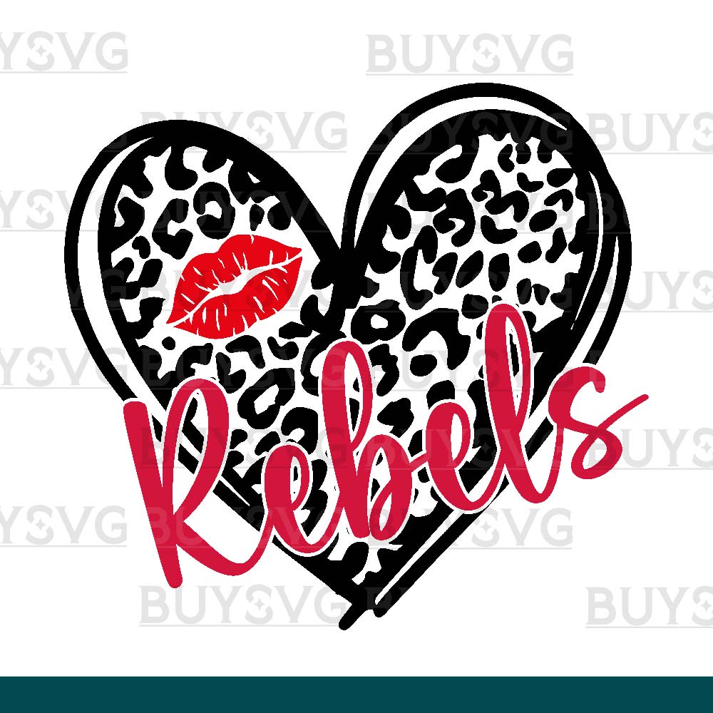 Rebels SVG PNG Digital file Download LEOPARD HEART LIPS